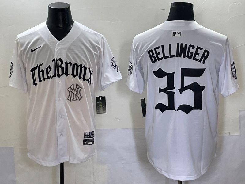 Men 2025 New York Yankees #35 Bellinger White Five generations Joint Name Nike MLB Jersey style 10